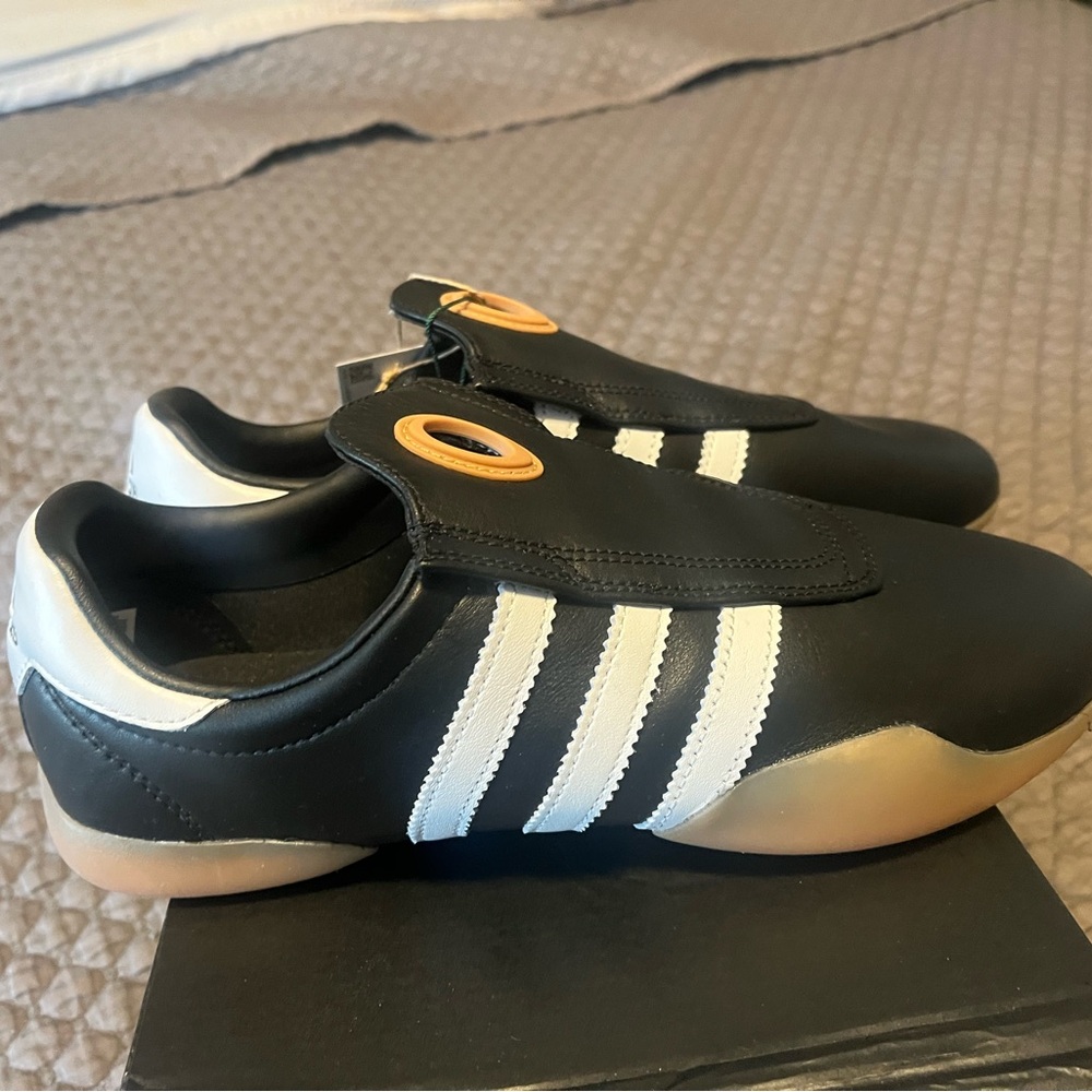 Adidas Black and White Striped Soles